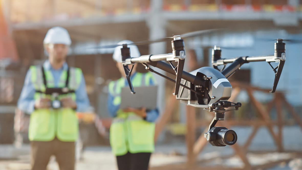 Drone på arbejde i byggebranchen